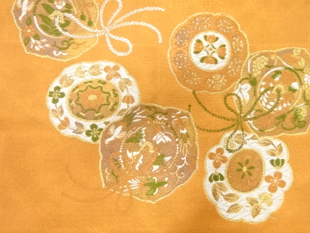 アンティーク　鏡裏模様織り出し名古屋帯